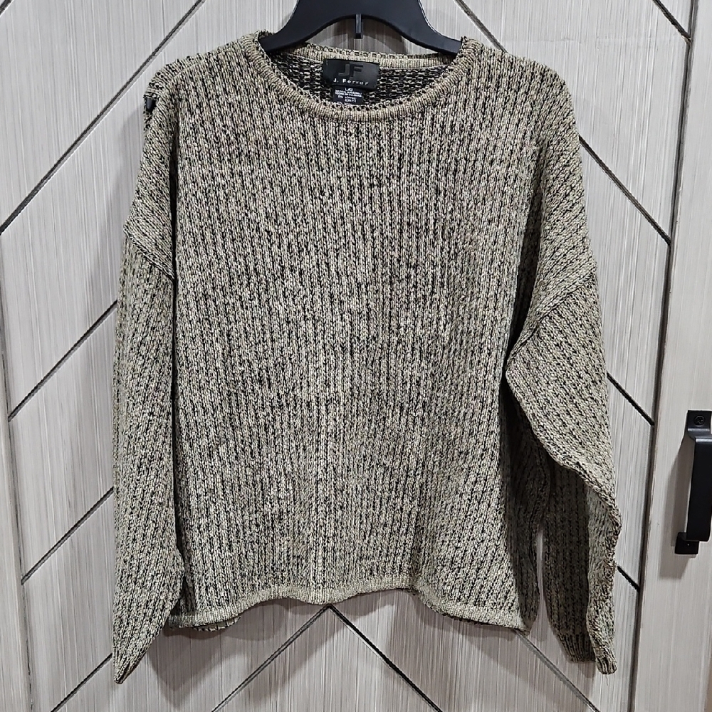 JF J.Ferrar Textured Knit Crewneck Sweater - Beige